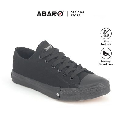 Black School Shoes 7286MF Memory Foam Canvas Secondary Unisex ABARO